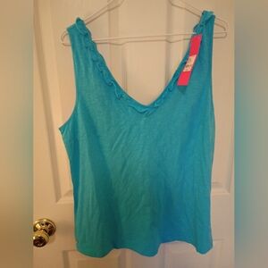 Lilly Pulitzer Gigi Ruffle Top Bermuda BlueNWT XL MSRP $48 AMAZING PRICE!